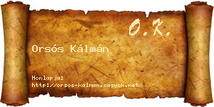 Orsós Kálmán névjegykártya